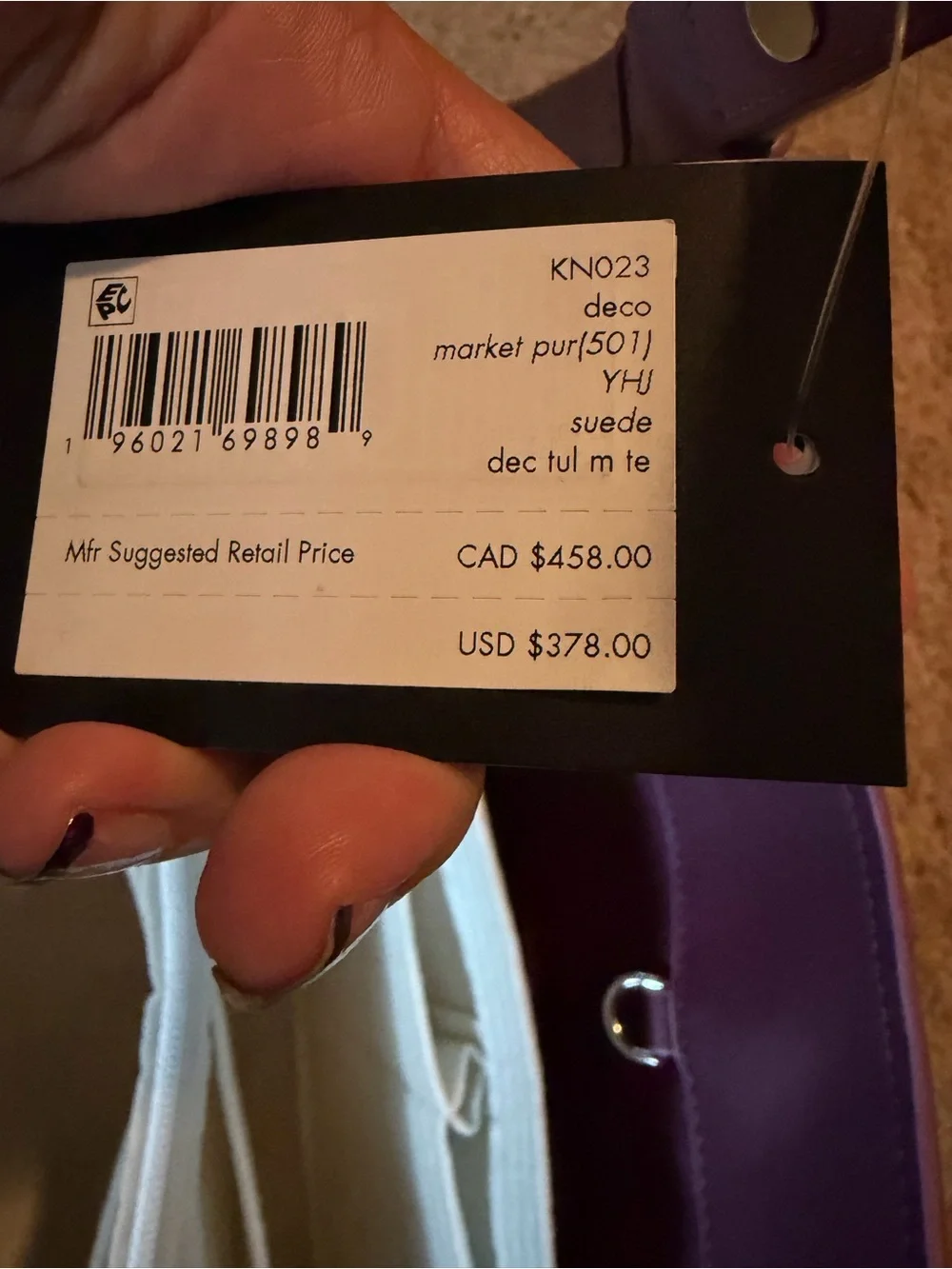 NWT Kate Spade large suede Deco